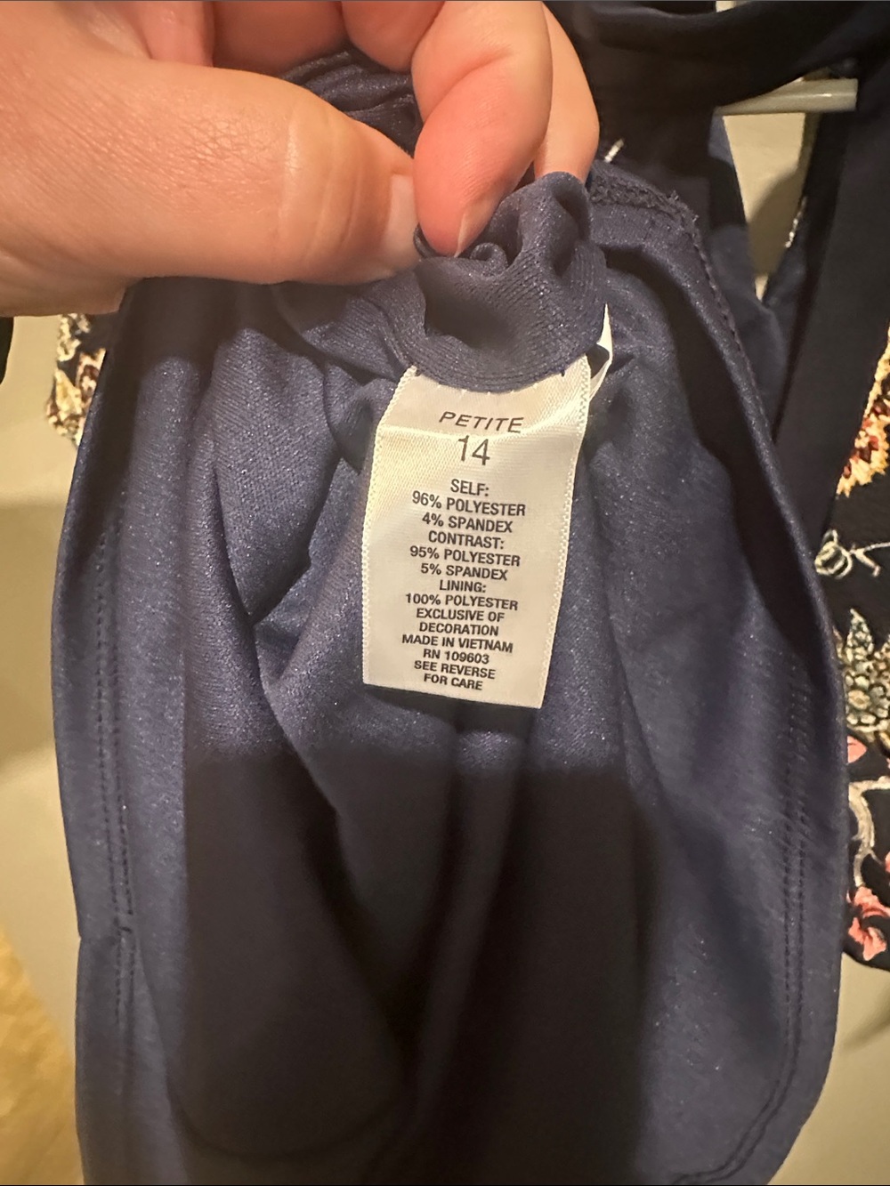 Roz & Ali Navy Floral Sheath Dress with Multicolor Print New 14P - Picture 5 of 7